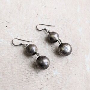 Vintage Sterling Silver Earrings Spherical Modernist Avant Garde